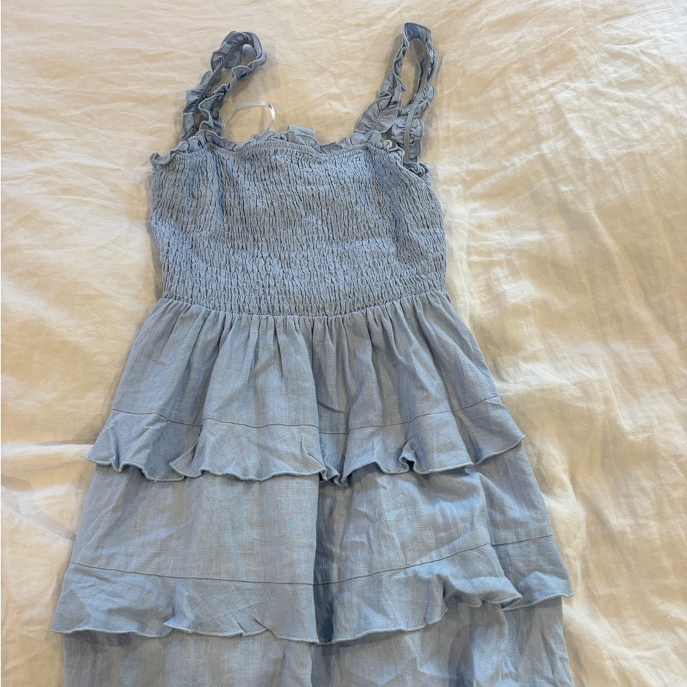 Lulu's Blue Ruffled Tiered Mini Sundress
